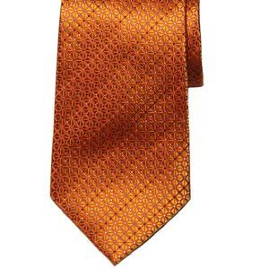 Michel Rene Silk Orange Geometric Men's